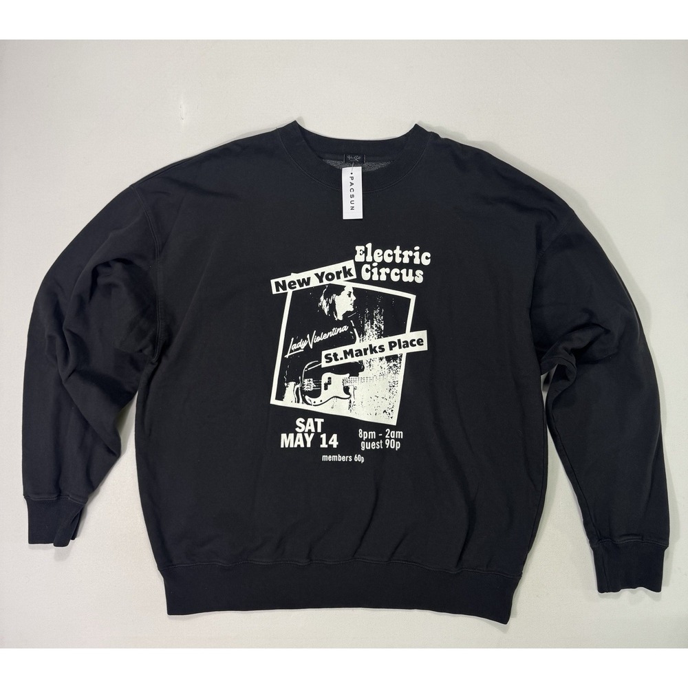 John Galt Erica NY Electric Circus Crew Sweatshirt Black OS NWT MJB033-Z087